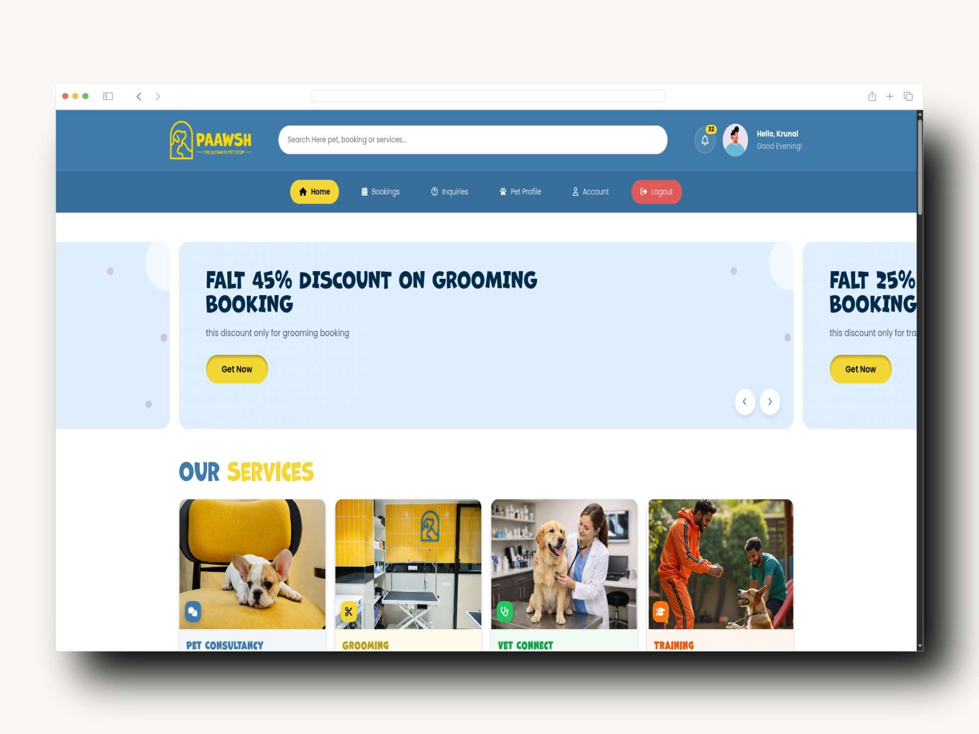 Paawsh User Web App